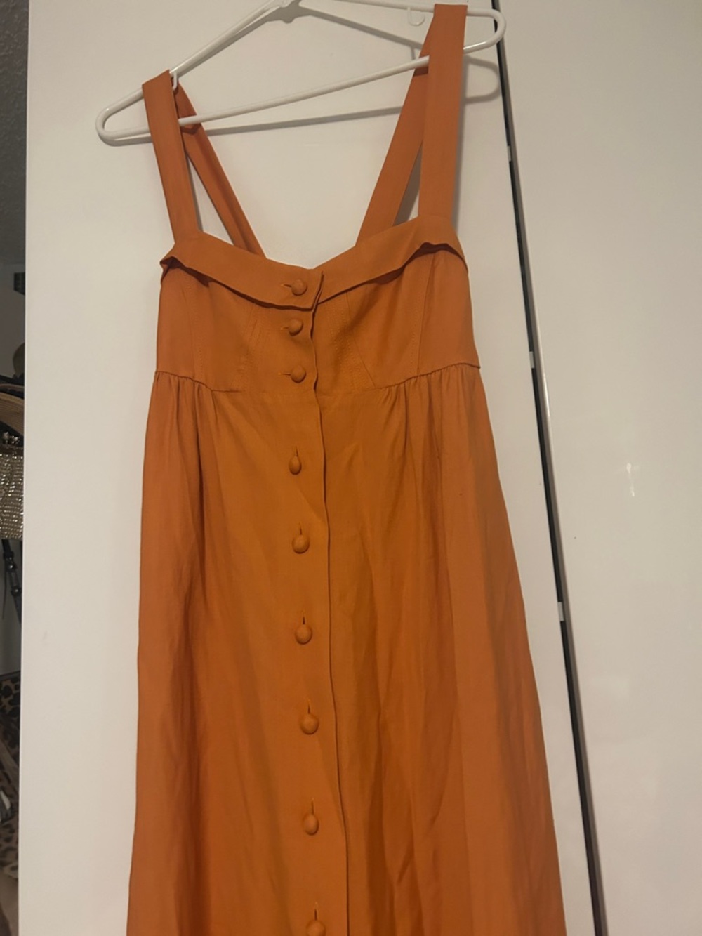 Sandro Orange Cross-Back Dress with Button Front - Picture 4 of 8